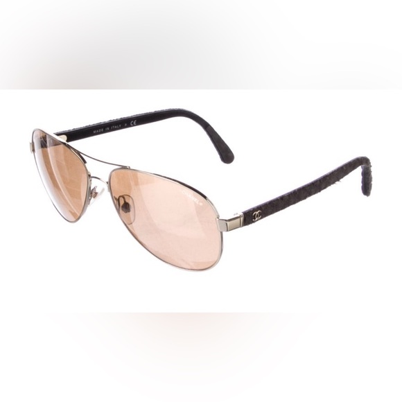 CHANEL Interlocking CC Logo Aviator Sunglasses (Women’s) - Gold - Picture 4 of 16